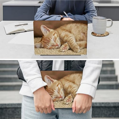Laptop Skin Sticker Decal 12"-15.6" Universal Laptop/Notebook/Netbook Vinyl - Waterproof Scratch Resistant,Fits HP Dell Lenovo MacBook,2 Free Wrist Pads,Easy Apply & Remove,Cute Orange Cat - color: Cute Orange Cat