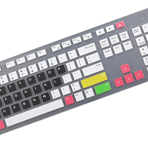 Keyboard Cover Skin for Dell KM636 KB216 KB216t KB216d KB216p Wired & Wireless Keyboard, Dell Optiplex 5250 3050 3240 5460 7450 7050, Dell Inspiron Desktop 24" 27" 5400 5490 7700 7790 3475 3670 3477 - color: Candy Black
