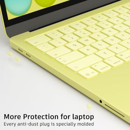 ProElife 5 Pcs Anti Dust Dirt Plug Cups Set for MacBook Neo, Citrus Clear | Durable & Reusable Silicone Laptop Accessories, Custom Fit Design, Easy to Clean Non-Slip Stuff for Macbook USB-C & Headphone - color: Citrus Clear