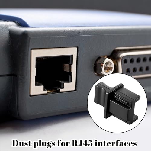 50 Pcs RJ45 Dust Covers Caps Ethernet LAN Port Protector Black Silicone Ethernet Hub Port RJ45 Anti-Dust Silicone Plugs Protector Stopper Cap for Female Ports Protectors Switch Router Media Converter