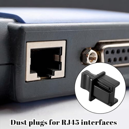 50 Pcs RJ45 Dust Covers Caps Ethernet LAN Port Protector Black Silicone Ethernet Hub Port RJ45 Anti-Dust Silicone Plugs Protector Stopper Cap for Female Ports Protectors Switch Router Media Converter