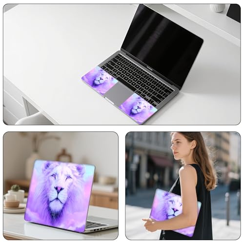Aesthetic Laptop Skin Sticker, Purple - Hued White Lion Waterproof Vinyl Laptop Decal, Removable Bubble Free, Reusable Protective Cover for 13 14 15 15.6 Inch - color: Purple - Hued White Lion