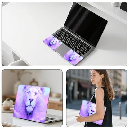 Aesthetic Laptop Skin Sticker, Purple - Hued White Lion Waterproof Vinyl Laptop Decal, Removable Bubble Free, Reusable Protective Cover for 13 14 15 15.6 Inch - color: Purple - Hued White Lion