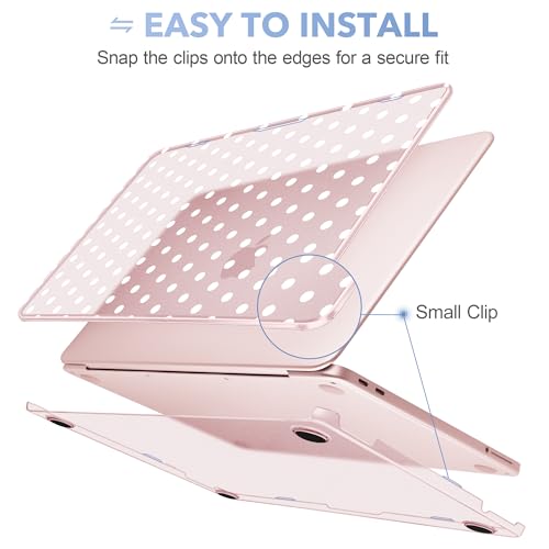 May Chen for MacBook Neo Case 13 inch 2026 | 100% Match Official Color | Pattern Printing, Anti-Crack & Scratch & Fingerprint | Protective Hard Shell Cases Laptop Model A3404, Blush - White Polka dot - color: Blush - White Polka dot