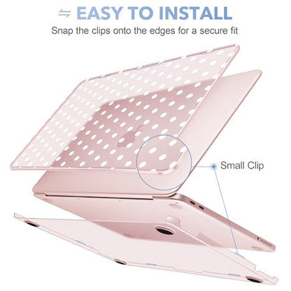 May Chen for MacBook Neo Case 13 inch 2026 | 100% Match Official Color | Pattern Printing, Anti-Crack & Scratch & Fingerprint | Protective Hard Shell Cases Laptop Model A3404, Blush - White Polka dot - color: Blush - White Polka dot