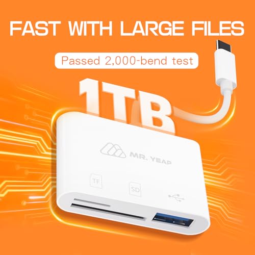 USB SD Card Reader 3.0, USB C Card Reader for iPhone 15/16 iPad MacBook Windows Android, 3 in 1 TF & SD Card Adapter, Portable Micro SD Memory Card Adapter, Trail Camera Viewer, Plug and Play
