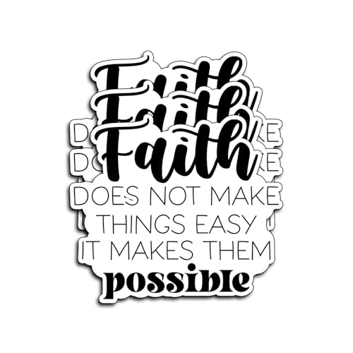 (3Pcs) Faith Motivational Quote Sticker Waterproof Vinyl Decal Inspirational Religious Saying Stickers Laptop Water Bottle Car Journal Bible Study Christian Gifts Decor Accessories Adults 3x2.6 Inch - color: Faith Makes Things Possible