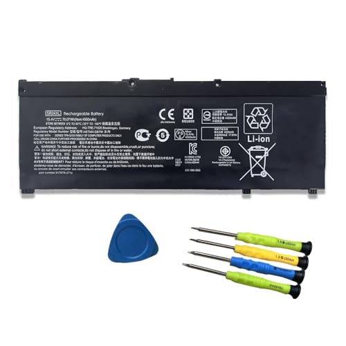 SR04XL SR03XL 917724-855 Laptop Battery for HP Omen 15 15-CE0XX 15-DC0XX Series 15-CE198WM 15-CE015DX Pavilion 15-CB0XX 15-CX0XX 15-CB041NR 15-CX0056WM l08855-855 917678-1B1 70.07Wh 15.4V - size: 10.51×3.50×0.30 in SR04XL