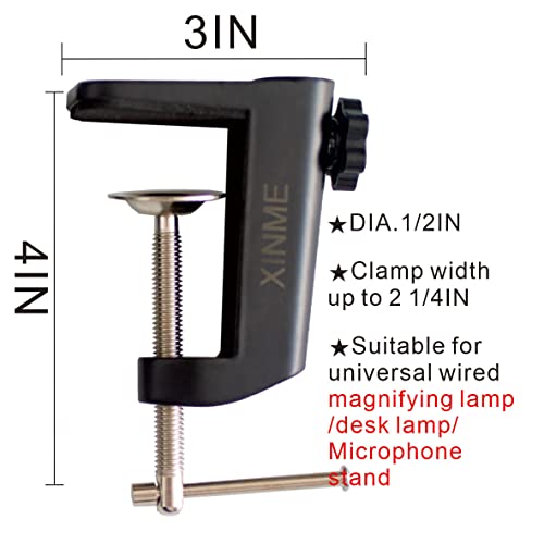 Replacement Heavy Duty C Clamp for 1/2” Base Magnifying Lamp,Desk Lamp,Swing Arm Lamp,Phone I pad Mount,Tablet Mic Holder,Table Mount Clamp for Microphone Stand Mic Boom Arm (ALU BLACK) - color: Alu Black