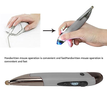 Wireless Pen Mouse, Rechargeable 2.4G Dual Mode Handwriting Stylus with Touch Head for PC Laptop iOS (Silver Gray) - color: Silver Gray