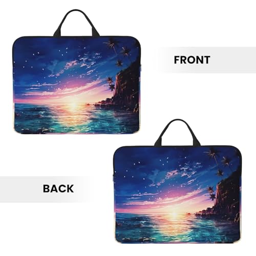 14 inch Laptop Sleeve with Handle Shockproof Laptop Bag Waterproof Computer Cover Bag Night Ocean Briefcase