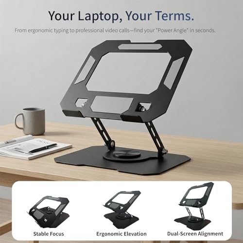 Laptop Stand for Desk, 360 Rotating Computer Riser with Adjustment Wrench, Ergonomic Laptop Riser for Collaborative, WorkFoldable & Portable Heavy Duty Stand Fit 10-16” Laptops