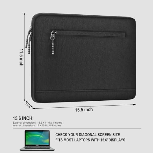 Laptop Case 15.6 Inch, Protective Computer Cover with Front Pocket | Laptop Sleeve, Water Resistant Durable Shockproof Laptop Carrying Bag Compatible for Lenovo, HP, Dell, Asus Notebook, Black - size: 15.6 Inch