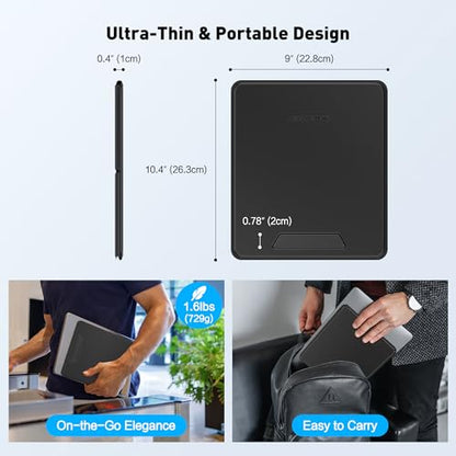 AboveTEK Ergonomic Laptop Stand & Tablet Holder for Desk,Portable Foldable Computer Riser,Adjustable Angle Travel Stand for MacBook Air/Pro,iPad,Fits 13-16 inch Devices,Ultra-Sleek PU Leather-(Black)