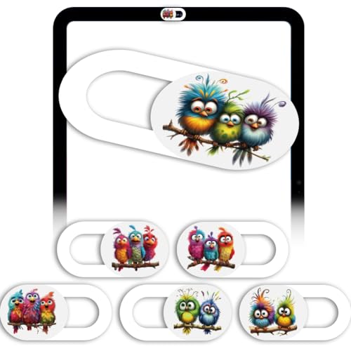6Pcs 6 Styles Cute Camera Cover Slide Birds 0.04 Inch Privacy Guard Accessories, White Webcam Cover Ultra Thin Protector Blocker for Desktop Computer Tablet Notebook Mini PC Office Use - color: Birds