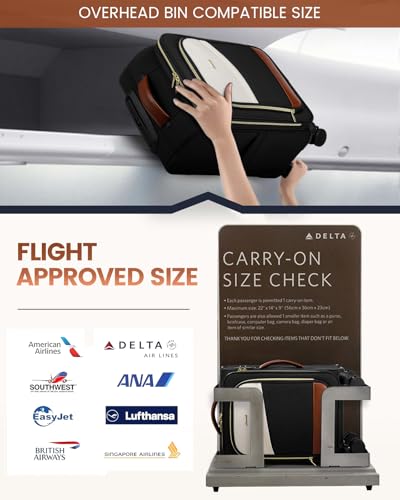 LOVEVOOK 5 Pcs Carry On Luggage 22x14x9 Airline Approved with 40L Laptop Travel Backpack, 20 Inch Carry On Suitcases with Wheels, Rolling Suitcase for Women Men, with TSA Lock Weekender Luggage - color: Black-white-brown, size: 20 Inch-5Pcs