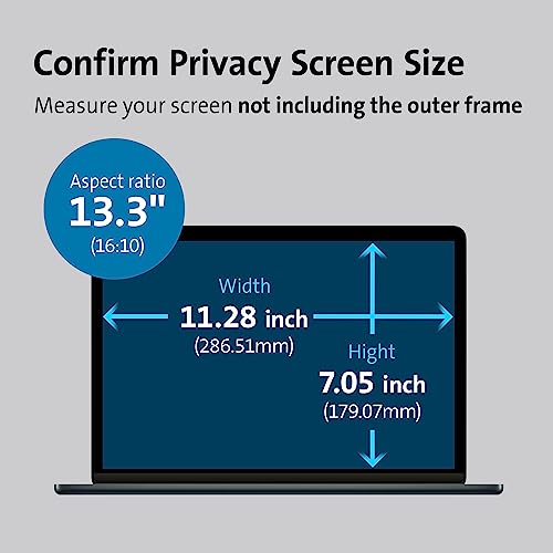 Kensington MagPro™ Magnetic Laptop Privacy Screen 13.3 inch, Removable 16:10 Laptop Privacy Filter, Anti-Glare, Blue Ray Reduction, Compatible with HP/Dell/Acer/Asus/Samsung/Lenovo (K55253WW) - size: 13.3" 16:10