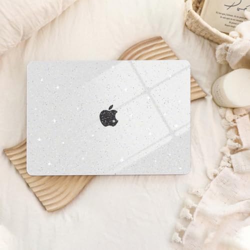 G JGOO Compatible with MacBook Neo Case 13 inch 2026 Model A3404 with A18 Pro Chip, Glitter Protective Plastic Hard Shell for Mac Neo Case with Keyboard Cover & Screen Protector, Sparkly Clear - color: Glitter Clear