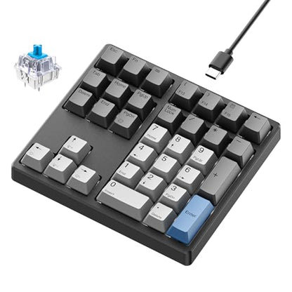 Kisnt KN34 Mechanical Numpad, Full-Function for Heavy Excel Financial | Wired 34 Keys Hot Swappable, PBT Keycaps with White Backlit, Laptop MacBook PC Desktop Compatible (Blue Switch) - color: Blue Switch