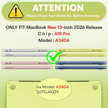May Chen for MacBook Neo 13 inch Liquid Retina Display ((2026 Release A3404), Slim & Lightweight Protective Case with Screen Protector&Keyboard Cover&Dust Plug, Crystal Citrus - color: Crystal Citrus
