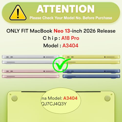 May Chen Compatible with MacBook Neo 13 inch Case 2026 Model A3404, Plastic Hard Shell,Keyboard Cover,Screen Protector,Dust Plug, for MacBook Neo 13" with A18 Pro Chip, Glitter Citrus - color: Glitter Citrus