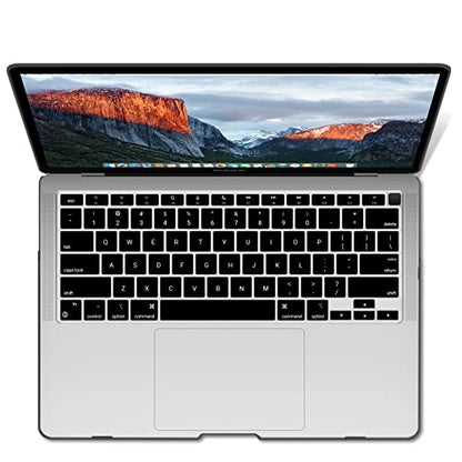 IBENZER Compatible with New MacBook Air 13 inch Case 2022 2021 2020 M1 A2337 A2179 A1932, Plastic Hard Shell Case with Keyboard Cover for Mac Retina Display with Touch ID, Black, MMA-T13BK+1A - color: Black
