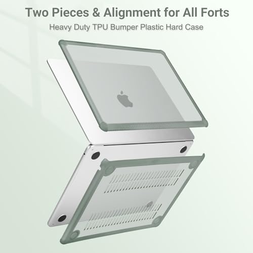 MOSISO Compatible with MacBook Air 15 inch Case M5 2026 M4 M3 M2 2025-2023 | A3448 A3241 A3114 A2941,Anti-Cracking,Heavy Duty Shock-Absorbing Hard Shell Case with TPU Bumper&Keyboard Cover,Emerald Green - color: Emerald Green