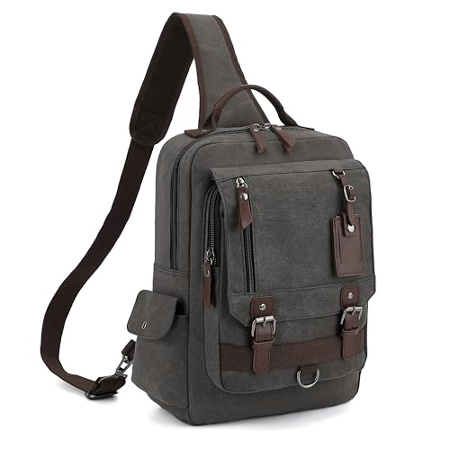 Vintage Messenger Bag, Canvas Backpack for Travel, Men's Shoulder Bag, Dual-use Bag for Hand Carry and Crossbody Carry - color: C-black