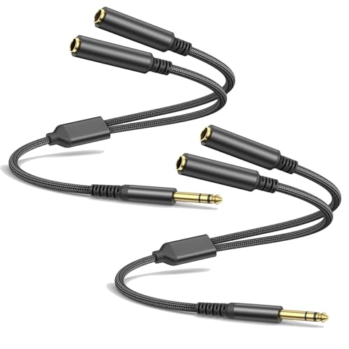 1/4 TRS Stereo Audio Cable for Guitar or Mixer with Jack Output, 1 FT, 2 Pack, Black, Splitter Y Adapter, 6.35mm Male to Dual 6.35mm Female Jack Cable - size: 1 FT 2 Pack, style: 1/4 TRS Stereo Audio Cable