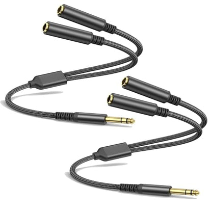 1/4 TRS Stereo Audio Cable for Guitar or Mixer with Jack Output, 1 FT, 2 Pack, Black, Splitter Y Adapter, 6.35mm Male to Dual 6.35mm Female Jack Cable - size: 1 FT 2 Pack, style: 1/4 TRS Stereo Audio Cable