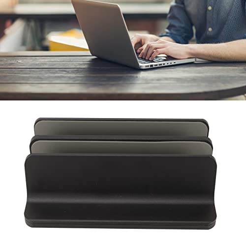 flexman Vertical Laptop Stand Holder, Double Dock Cooling Aluminum Alloy Desktop Stand Holder with Silicone Protective Pad for Computers, Tablets, Books Storage