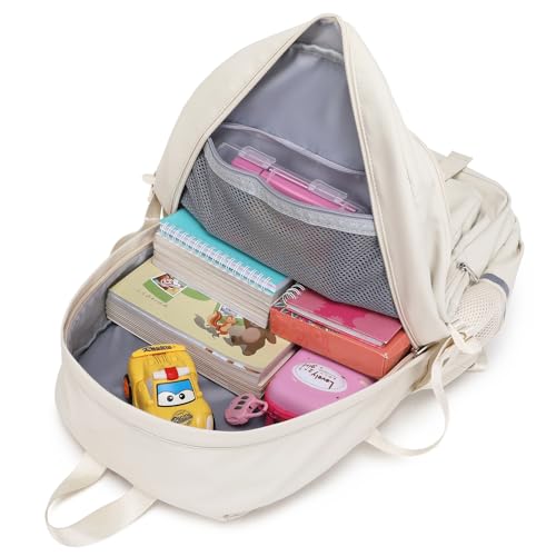 abshoo School Backpack for Girls Bookbag with Lunch Bag Teen Girls School Bag Travel Daypack (Beige) - color: Beige