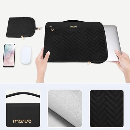 MOSISO 14 inch 360 Protective Laptop Case, 14 inch Laptop Sleeve, Black | Compatible with HP Lenovo Dell ASUS Acer, HP Stream, Dell Latitude, Lenovo, Rectangle Quilted Bag & Pocket & Small Case - color: Black, size: 14 inch