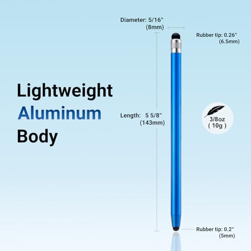 12Pcs Blue Stylus Pen for Touchscreen, 2-in-1 Stylus Pen for iPad | High Precision & Sensitivity, Aluminum Body, Suitable for iPad iPhone Android Smartphone Tablet Switch and All Touch Screens - color: 12 Blue