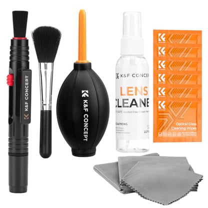 K&F CONCEPT 15 in 1 Camera Pro Cleaning Kit for DSLR and Sensitive Devices | 60ml Purified Water, Strong Blower, Multifunctional Pen, Portable Cloth, Camera Accessories and Photography Accessori,MK04