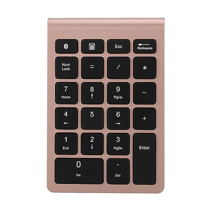 Wireless Number Pad Rose Gold Ultra Thin Numeric Keypad Fast Rebound Speed Mini Keyboard Portable 5.0 Bluetooth for Laptop PC Computer