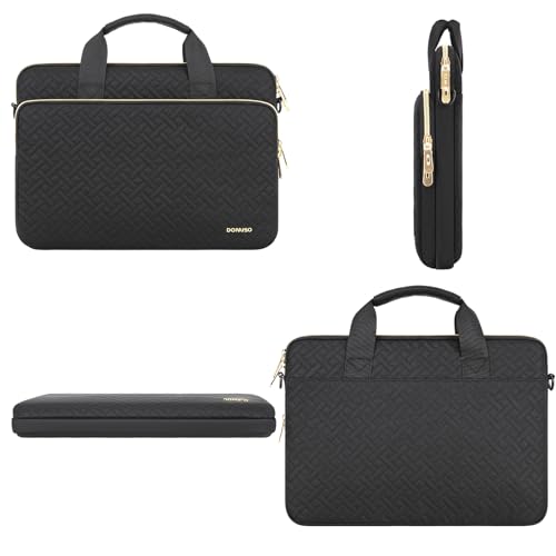 DOMISO 14 inch Laptop Case Sleeve Protective Cover Compatible with MacBook Air 15 M4 M3 M2,MacBook Pro,14-15 inch HP Dell ASUS Lenovo Chromebook,Waterproof Computer Bag with Shoulder Strap,Black - color: Black, size: 14 inch