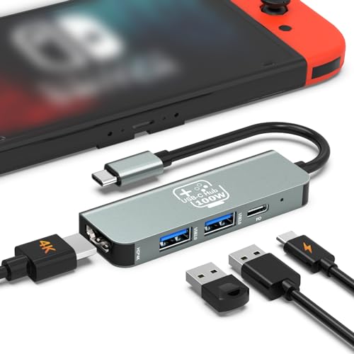 USB C Hub, USB C to HDMI Adapter Docking Station for Nintendo Switch/Switch OLED/MacBook/iPad/iPhone/Android Phone/Laptop, Portable Multiport TV Adapter Samsung Dex Electronic Accessories(2 Pack) - style: 4 IN 1