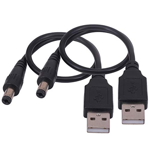 USB to DC Power Cord, [2 Pack] 0.25m USB 2.0 A Type Male to DC 5.5 x 2.1mm 5V Power Plug Connector Cable Power Charging Adapter (USB to DC 5.5 x 2.1mm) - color: USB to DC 5.5 x 2.1mm