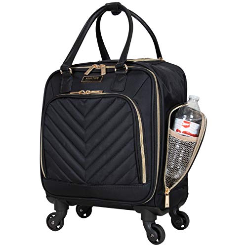 Kenneth Cole REACTION Chelsea 2-Piece Bundle - 17" 4-Wheel Spinner Underseat Carry-On Luggage & Matching 15" Laptop Backpack, Black - color: Black, size: 2pc Bundle (Underseater+Backpack)