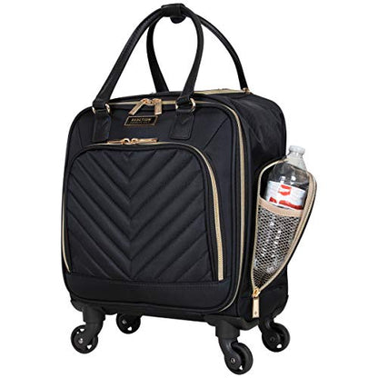 Kenneth Cole REACTION Chelsea 2-Piece Bundle - 17" 4-Wheel Spinner Underseat Carry-On Luggage & Matching 15" Laptop Backpack, Black - color: Black, size: 2pc Bundle (Underseater+Backpack)