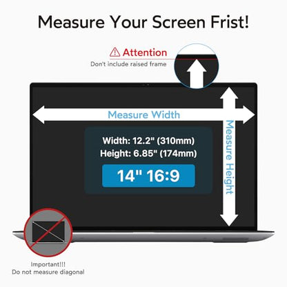 MOBDIK 14 Inch Laptop Privacy Screen Filter for 16:9 Aspect Ratio | 2 Pack Removable Laptop Privacy Screen Shield, Anti-Spy, Anti-Glare Blue Light Filter, Anti-Scratch