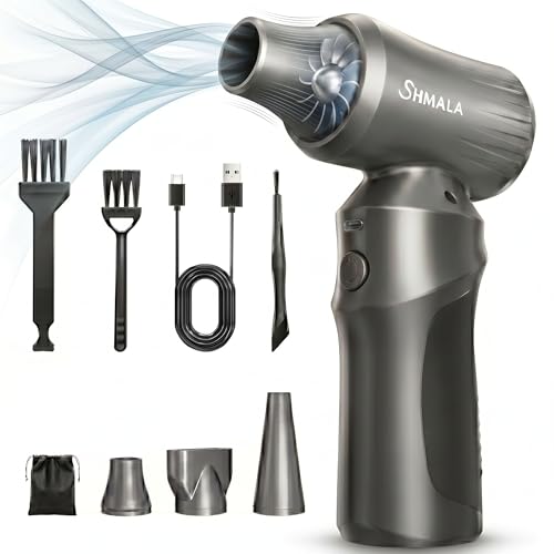 Compressed Air Duster – Super Powerful 300,000 RPM Cordless Air Duster, Rechargeable Brushless Motor, 3-Speed Adjustable, Portable Air Blower for Keyboards, PCs, Laptops, Cars, Home & Office - color: Gray