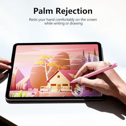Stylus Pen for iPad 6-11th Gen 2X Fast Charge, Palm Rejection-Pink | Tilt Sensitivity, USB-C Charge, Compatible with 2018-2026 Apple Pencil iPad Pro 11/12.9/13, Air 3/4/5/M2/M3/M4, mini 5/6/7 - color: Pink