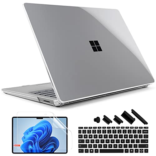 TWOLSKOO Case for 13.5" Microsoft Surface Laptop 5/4/3 with Metal Palm Rest Model 1951/1868, Protective Plastic Hard Shell & Keyboard Cover & Screen Protector & Dust Plugs, Crystal Clear