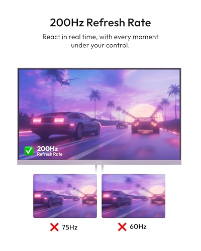 Pixio PX248 Wave Purple 24 inch 200Hz Refresh Rate FHD 1080p Resolution Fast IPS Panel 1ms GTG Response Time Built-in Speakers Gaming Monitor with Adaptive Sync - color: Purple