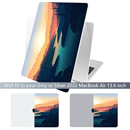 Batianda AstroGrid Case for MacBook Air 13.6" M2-M5 Chip, Dawn River | 4-in-1 Set with Pastel River Valley Design, Lightweight Slim Hard Shell Protection For Students, Travelers and Nature Lovers - color: Dawn