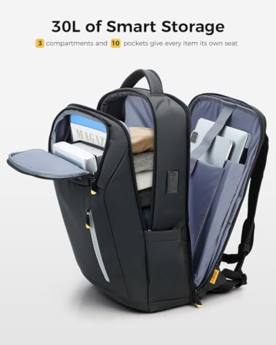 Laptop Backpack 17.3 Inch Business Travel Backpack with USB Charging Port, Durable Lightweight Anti-Theft Work Computer Bag with Laptop Compartment, Black - color: Black