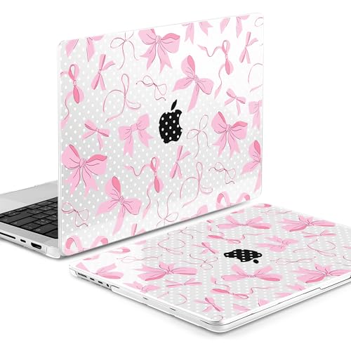 MEEgoodo Case for MacBook Pro 16 inch 2026 2024 2023 2021,Laptop Shell Compatible with M5 M4 M3 M2 M1 Pro/Max Chip,Fit Model A3429/A3428/A3403/A3186/A2991/A2780/A2485,White Polka Dots&Cute Bows - color: White Polka Dots&Cute Bows