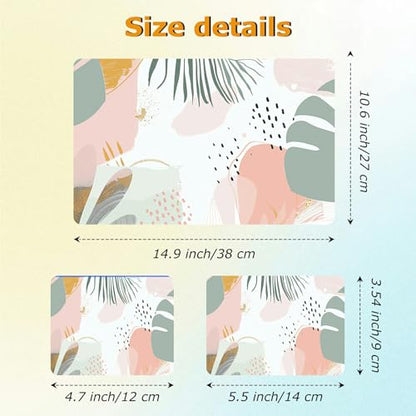 Universal Laptop Skin Sticker with 2 Wrist Pad Decals, 3-Piece Removable Vinyl Laptop Cover, Minimalist Art Flowers Waterproof Anti-Scratch, Easy-Trim Fit for 13.3" 14" 15.6" Laptops - color: Minimalist Art Flowers